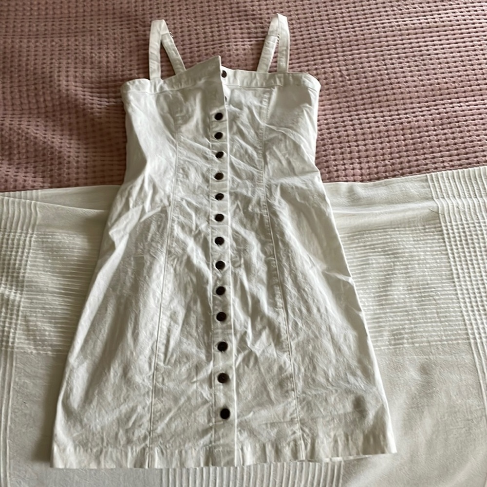 white botton down dress